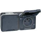 Double Prise de Courant 2P+T Horizontale OXXO étanche IP55 GRIS SAILLIE EUR'OHM 60841